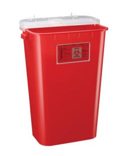 Sharps Container, 11 Gal, Dual Purpose Lid, Red, 6/cs
