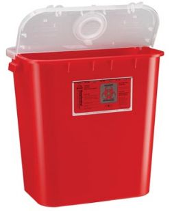Sharps Container, 8 Gal, Dual Purpose Lid, Red, 10/cs