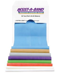 Exercise Band, 50 yds, 1 of each color (Peach, Orange, Lime, Blueberry & Plum), 5/bx (DROP SHIP ONLY)