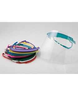 Two-Piece Face Shield, Reusable Visor, Disposable Optical-Grade Shield, 10-Assorted Colors, One Size Fits Most, 100/bx