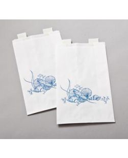Bedside Bag, 6½ x 3 1/8 x 11 3/8, Non-Flame Retardant Paper, Wet Strength, Blue Shell Print, 2000/cs