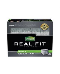Underwear, Depend® Disposable, Real Fit, Maximum Absorbency, Men, Large/ X-Large, 10/bg, 4 bg/cs (48 cs/plt)