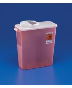 Sharps Container, Rotor & Hinged Transparent Lid, 3 Gallon, Red, 20/cs (Continental US Only)