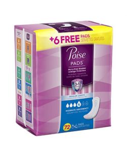 Poise Pads, Moderate, 66/pk, 4 pk/cs (42 cs/plt)