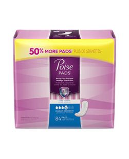 Poise Pads, Moderate, Long, 84/pk, 2 pk/cs