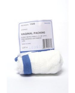 Section Sponge, Vaginal Packing, 2 x 36, Sterile 1s, 4-Ply, X-Ray Detectable, 28 x 24 Mesh, Edges Folded In, 100/cs