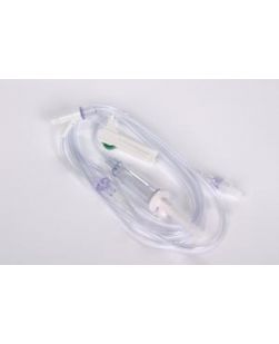 Universal Spike, Roller Clamp, Free Flow Protection (FFP) Device 28 Above Distal End, 15 Drops/mL, Ultrasite Injection site 6 Above Distal End, Spin-Lock Connector, DEHP & Latex Free (LF), 20mL Priming Volume, 104L, 50/cs