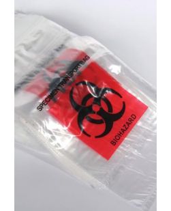 Collection Bag, 6 x 9, Zip Closure, Economy, Biohazard Black/ Red Print, 1000/cs