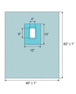 Protect 5 Fenestrated Drape, 40 x 62, 9½ x 9½ Reinforcement Surrounding Fenetration, 4 x 6 Fenetration with Surrounding 1 Tape, Latex Free (LF), Sterile, 60/cs