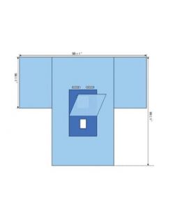 Protect 5 Laparoscopy T-Drape, 99 x 98, 12 x 24 Reinforcement, 6 x 8 Abdominal Fenestration, 3 x 6 Perineal Fenestration, Hook & Loop Tube Holders, Latex Free (LF), 20/cs