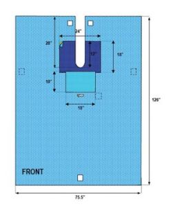 Protect 5 EENT Split Drape, 24 x 18 Reinforcement, 4 x 28 Split with Adhesive, 18 x 10 Instrument Pad, Hook & Loop Tube Holders, Latex Free (LF), Sterile, 20/cs