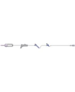 Adult Basic IV Set, 83 Length, 15 Drops/mL, 17 mL Priming Volume, Non-Vented, Roller Clamp, 1 Pre-Pierced Y Site,1 AMSafe® Needle-Free Y Site, Rotating Male Luer Lock, PE Poly Pouch, 50/cs