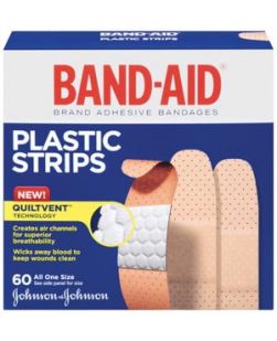 Plastic Adhesive Bandages, ¾ x 3, 60/bx, 24 bx/cs