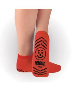 Slipper Sock, Single Printed Risk Alert, Red, Adult, 48 pr/cs
