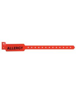 Alert Band Adult/ Ped, Allergy, Red, 500/bx