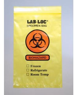 3-Wall Specimen Transfer Bag, Reclosable, Biohazard, Yellow Tint, 2 mil, 6 x 9, 1000/cs