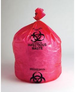 Infectious Waste Liner, Biohazard, Low Density, Red, 1.5 mil, 11 x 14, 500/cs