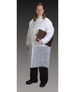 Lab Coat, XXX-Large, White, Tapered Collar, Elastic Wrist, 30/cs
