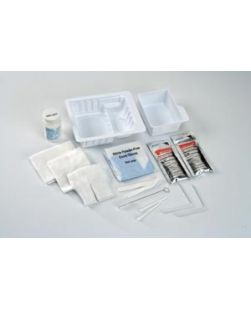 Standard Trach Care Tray, Bottle of Sterile Saline, Includes: (2) Blue Nitrile Gloves, (1) Trach Sponge, (2) Packs Hydrogen Peroxide, (1) Drape, No Removable Basin, 24/cs (Continental US Only)