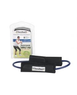 Resistance Tubing Loop with Padded Cuffs, Black, Advanced, Retail Packaging, 12 ea/cs