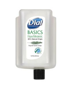 Refill Cartridge, Dial Basics Liquid Hand Soap, 15 oz, 6/cs