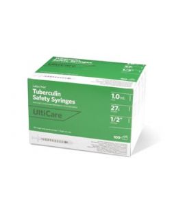 Safety Syringe, Fixed Needle, Tuberculin, 1mL, 27G x ½, 100/bx
