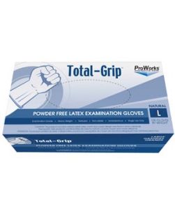 Latex Total Grip Exam Grade Glove, Powder-Free, Large, 100/bx, 10 bx/cs
