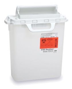 Sharps Collector, 3 Gallon, 15¾ x 13½ x 6, Counterbalanced Door, Made with 20% Recycled Plastic, Red, 10/cs (12 cs/plt) (Continental US Only)