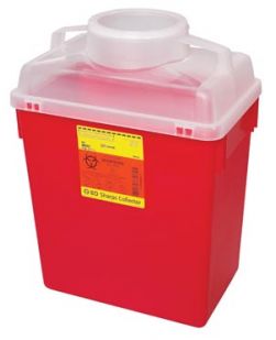 Sharps Collector, 6 Gal, Clear Top, Large Funnel Cap, 12/cs (Continental US Only)