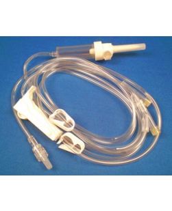 IV Administration Set, 15 Drops, Combination Vented/ Non-vented, 2 Y Injection Sites, Option Lock, Roller Clamp, 2 Occlusion Clamps, 105 Tube, 50/cs (60 cs/plt)