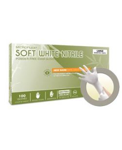 Exam Gloves, Soft PF Nitrile, Textured fingertips, White, X-Large, 100/bx, 10 bx/cs (For Sale in US Only)