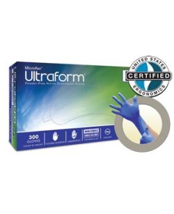 Exam Gloves, PF Nitrile, Textured fingertiips, Blue, X-Large, 250/bx, 10 bx/cs (For Sale in US Only)