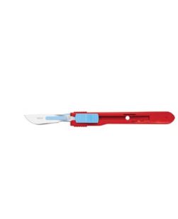 Scalpel, CS Safety, Non-Sterile Size 22, Red Handle 500/bx