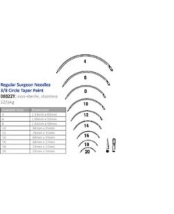 Suture Needle, Size 4-20, Regular Surgeons, 3/8 Circle Taper Point, 12/pkg