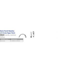 Suture Needle, One Size, Davis Tonsil, ½ Circle Taper Point, 2/pkg, 25pkg/bx