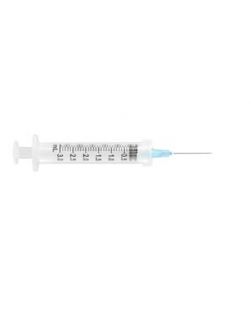 Safety Syringe, Detachable Needle, 3mL, 23G x 1, 100/bx