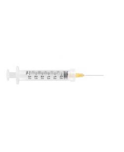 Safety Syringe, Detachable Needle, 3mL, 25G x 1, 100/bx