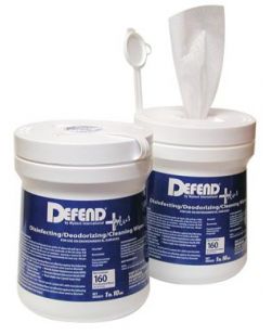 Disinfecting Wipes, Large, 6 x 6 sheets, 160/tub, 12 tubs/cs