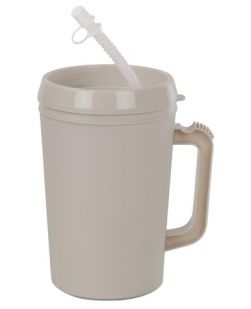 Insulated Mug, with Straw, 22 oz, Gray, 48/cs