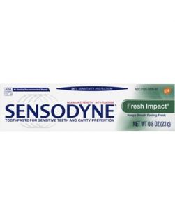Sensodyne® Fresh Impact Toothpaste, Trial Size, 0.8 oz. tube, 12/pkg, 3 pkg/cs (36 tubes total) (288 cs/plt)  (Available for sale in US only) GSK# 08351G (Products cannot be sold on Amazon.com or any other third Party sites.)