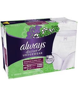 Always Discreet Underwear, Maximum Classic Cut, Small/Medium, 19/pk, 3 pk/cs