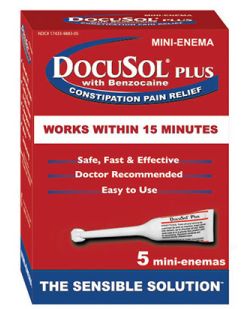 DocuSol Plus 5ml Mini-Enema, Docusate Sodium with Benzocaine, 5ct/bx, 24bx/cs (US ONLY)