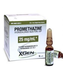 Promethazine Hydrochloride Injection, USP (25 mg/mL), Ampul, 1mL, 25/ctn (Rx) (US Only, Excluding IN, ND and WY) (Separate PO Required)