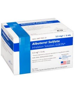 Albuterol Sulfate Inhalant Solution, USP, 0.083%, 3mL, 60/ctn (Rx) (US Only, Excluding IN, ND and WY) (Separate PO Required)