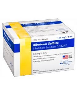 Albuterol Sulfate Inhalant Solution, USP, 0.042%, 3mL, Individual Foil Packs, 25/ctn (Rx) (US Only, Excluding IN, ND and WY) (Separate PO Required)