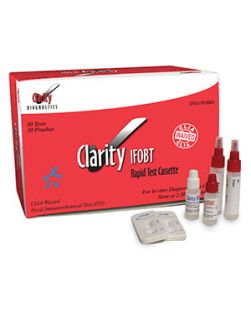 Clarity Fecal Occult Blood Test Kit, CLIA Waived, Includes: (30) Test Cassettes, (35) Collection Tubes, External Controls (1 Each of +/- .5mL Bottle), Product Insert, 30/bx