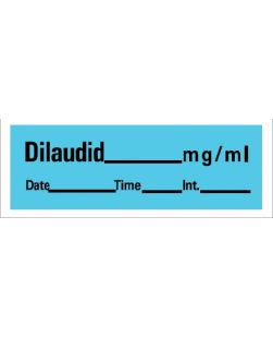Pre-Printed Label Barkley® Anesthesia Label Dilaudid Mg/Ml Date Time Int Blue 1-1/2 X 1/2 Inch
