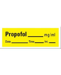 Pre-Printed Label Barkley® Anesthesia Label Propofol Mg/Ml Date Time Int Yellow 1-1/2 X 1/2 Inch